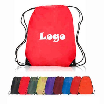 210 Denier Polyester Drawstring Backpacks with Black Trim Corners